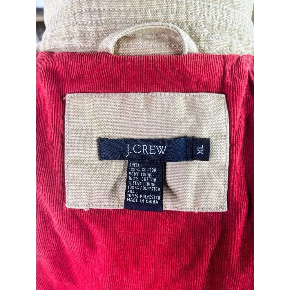 J.Crew Men's Canvas Chore Shirt Jacket Tan Lined Size XL 60587 Utility Field